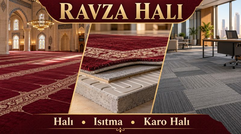 Ravza Halı: cami halısı, halı altı ısıtma ve ofis karo halısını gösteren temsili görsel